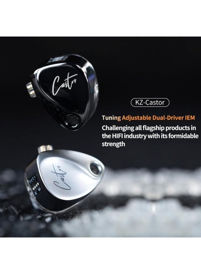 KZ Castor in ear Monitor, Harman Bass Edition IEM with Dual Dynamic Drivers, Tunable Sound Wired Headphones Gaming Earbuds with 4-Level Adjusting Switch, Noise-isolating (Heavy Bass Version, With Mic) - Image 3